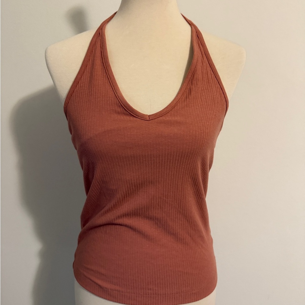 Old Navy Women's Ribbed Halter Tank Top - Terracotta